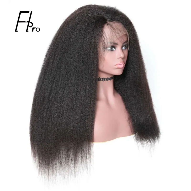 360 Lace Frontal Long Kinky Straight 150% Density Realistic Virgin Hair Wigs